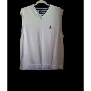 Tommy Hilfiger White Sleeveless V-Neck Sweater Vest L 100% Cotton Size L